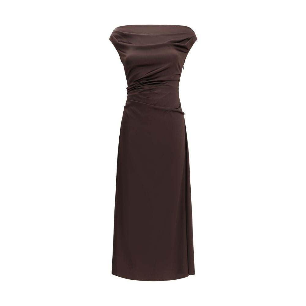 Staud Braunes Seiden-Cocktailkleid
